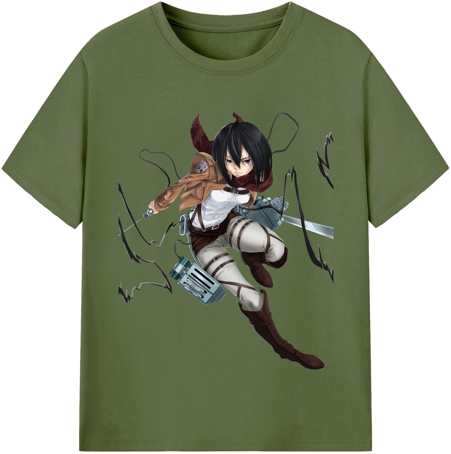 （画像用） 進撃の巨人 ミカサ·アッカーマン Attack on Titan Mikasa Ackerman 綿100％半袖Tシャツ（フロントプリント）